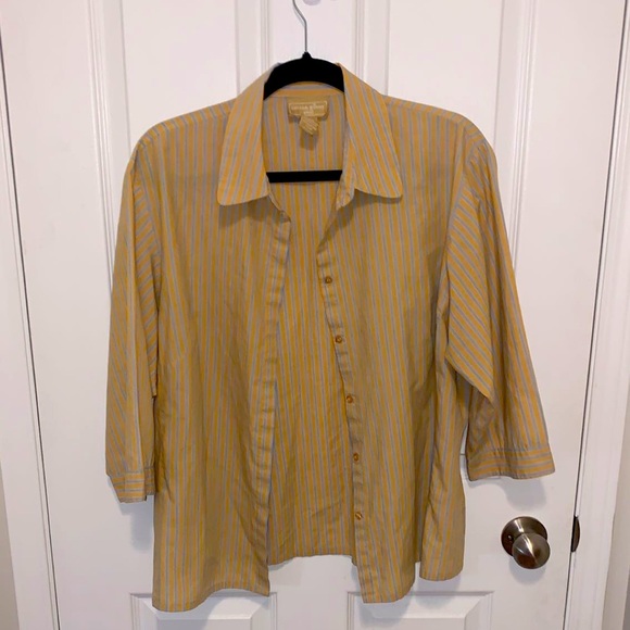 Blue and Yellow Pinstripe Button Down - Picture 3 of 4